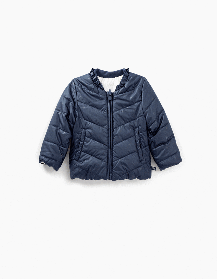 Doudoune réversible navy et iridescent recyclé bébé fille-1 Doudoune réversible navy et iridescent recyclé bébé fille-1