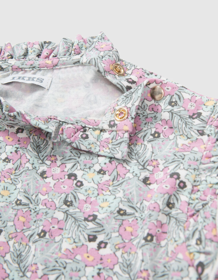 T-shirt kaki imprimé petites fleurs bébé fille-6