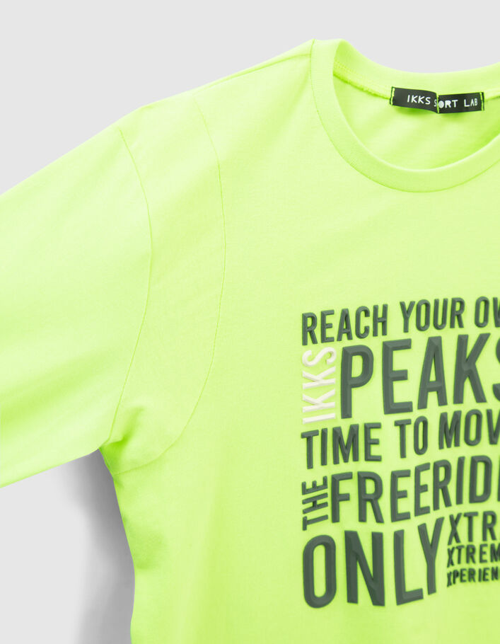 Boys’ neon green rubber slogan T-shirt - IKKS