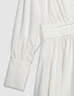 Vestido corto blanco de popelina con pliegues en la cintura Mujer-9