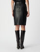 Jupe droite noire cuir longueur genoux Femme-4