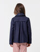 Marineblauer kurzer Mädchen-Trenchcoat mit Glitzer-8