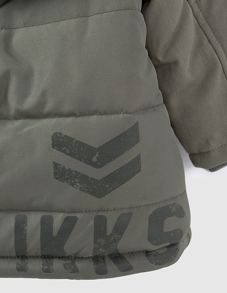 Parka caqui claro forrada con capucha bebé niño -5