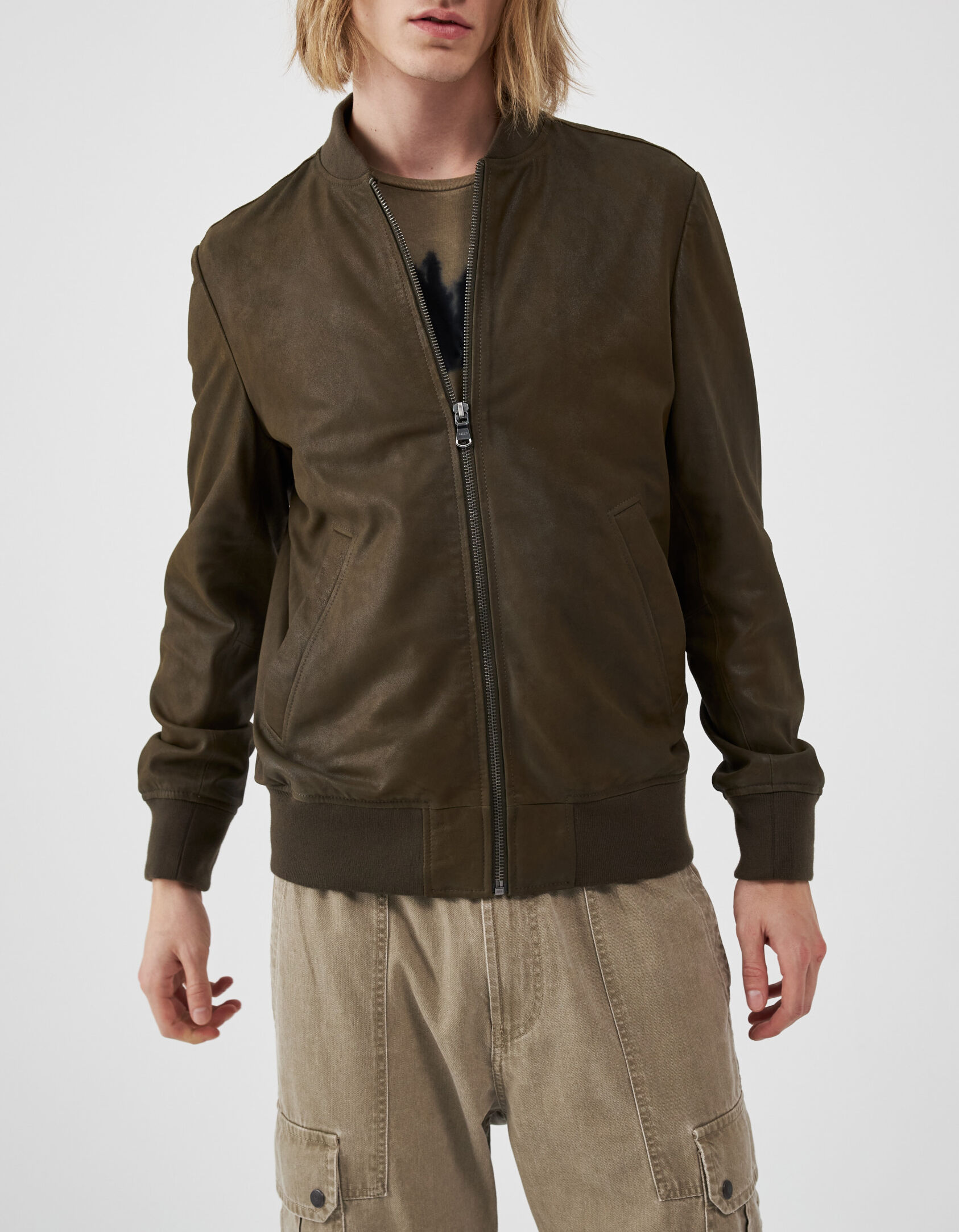 Men s khaki suede jacket