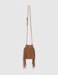 Girls’ camel fringed smartphone bag-1
