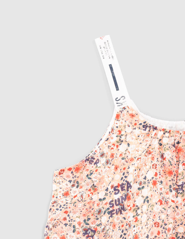 Abrikoos jurk Ecovero® bloemenprint met volants meisjes - IKKS