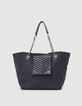 Sac cabas 1440 gris mix flanelle et cuir Taille XL Femme-1