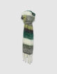 Women&rsquo;s khaki striped fluffy scarf-1