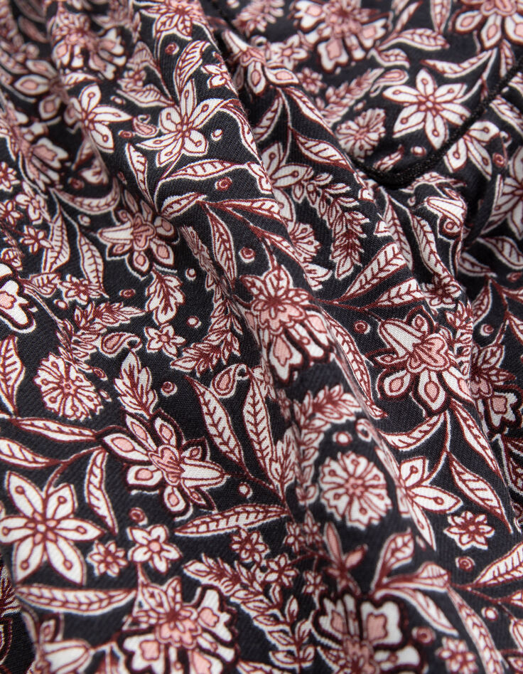 Zwart meisjesbloesje met bloemenprint-7