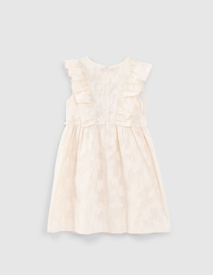Ecru jurk jacquard bloemen en borduursels meisjes-3