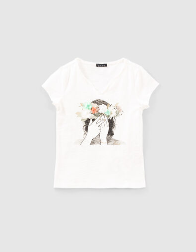 Gebroken wit T-shirt met 3D bloemenkroon meisjes - IKKS
