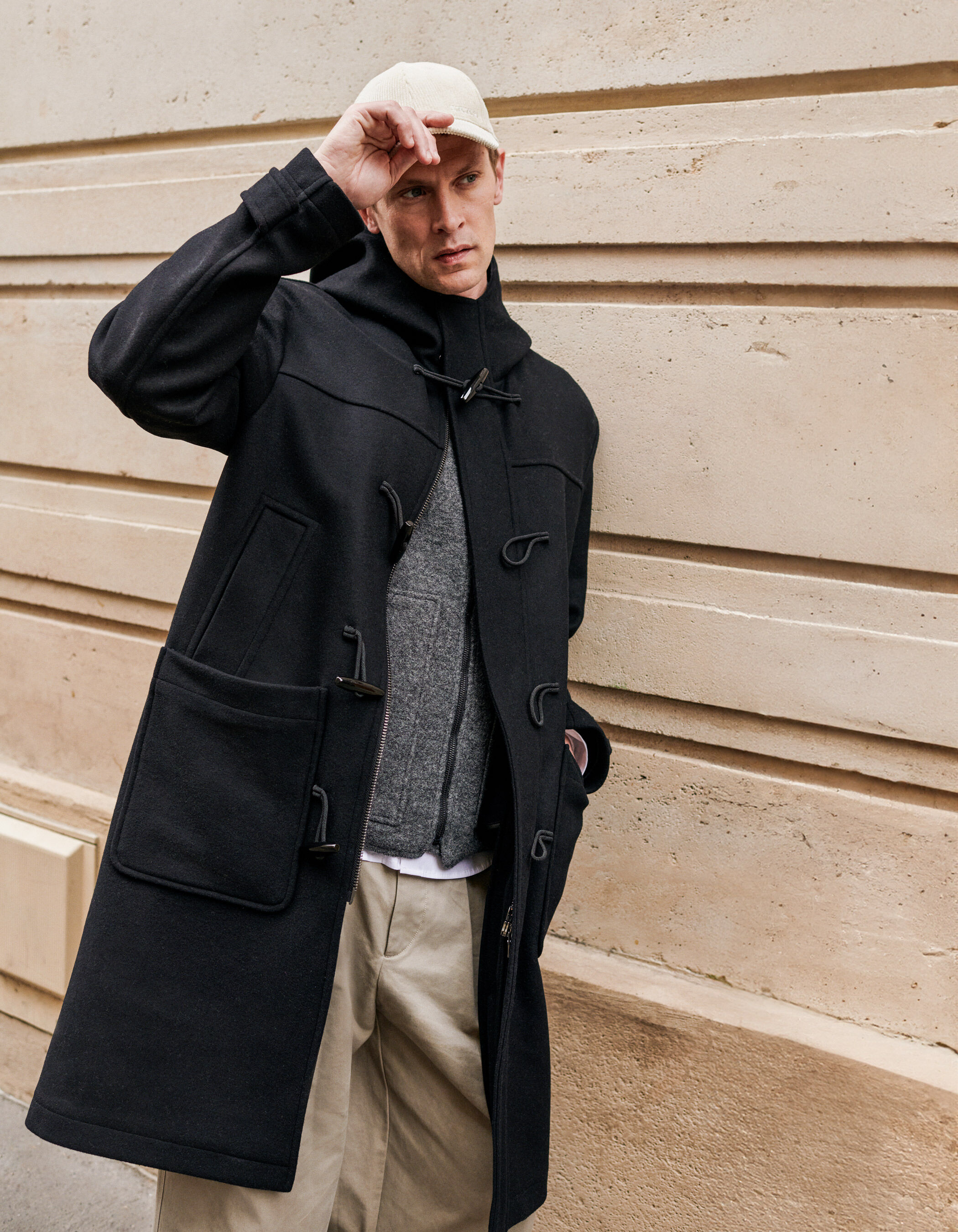[新品] OVERCOAT Speckled Wool Duffle Coat IKKS-MANTEAU~NOIR~MEN-M244063-