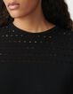Robe noire tricot ajour&eacute;s Femme-5