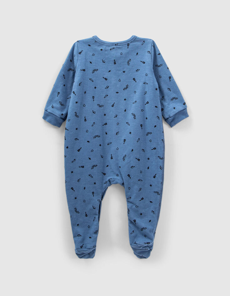 Blauer Strampelanzug mit Rocker-Print aus Biobaumwolle-2