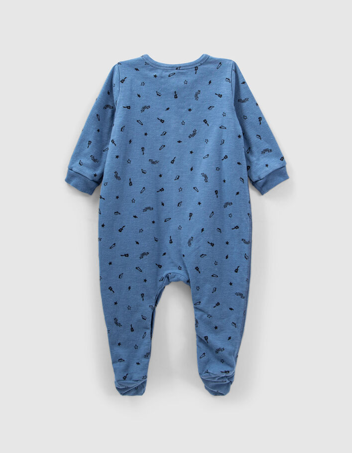Baby’s medium blue rock print organic cotton sleepsuit-2