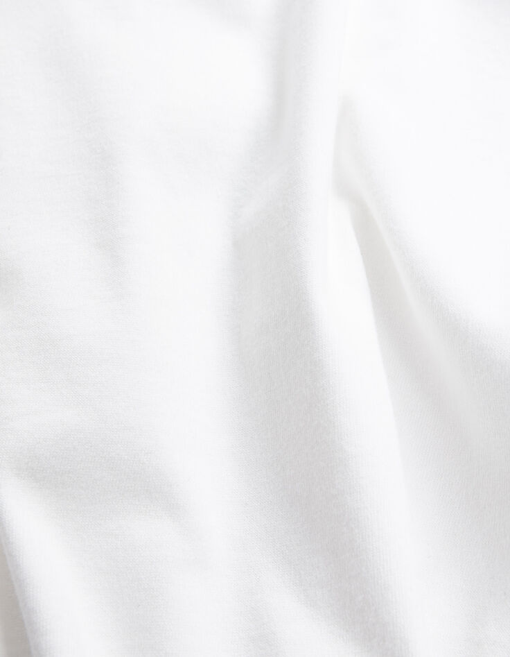 Girls&rsquo; off-white organic cotton T-shirt with rubber image-5