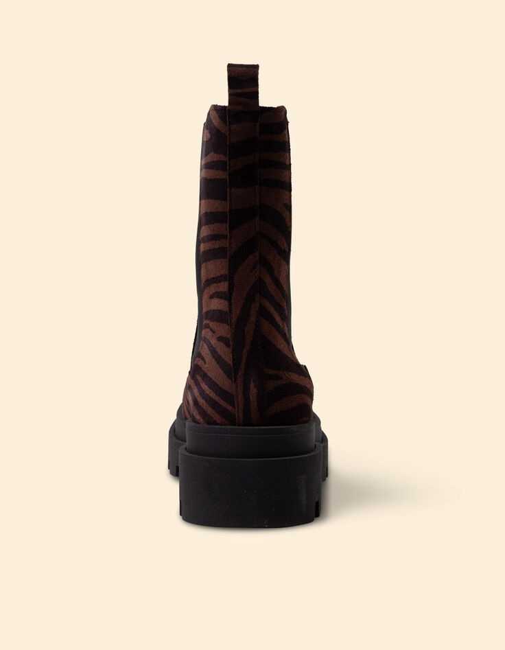 Chelsea laarzen bruin leer Fluwelen zebra motief I.Code-4
