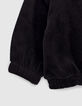 Cardigan noir esprit motard panne de velours fille-6