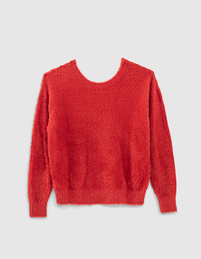 Women’s coral fluffy knit V-neck sweater - IKKS