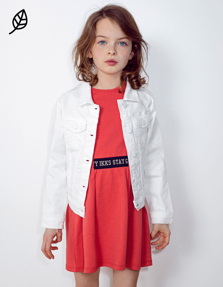 Robe orange foncé à taille élastiquée fille-7