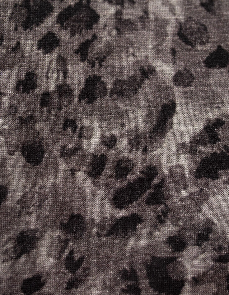 T-shirt gris en lin et viscose à imprimé femme-4 T-shirt gris en lin et viscose à imprimé femme-4