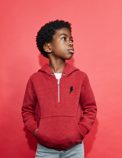 Sweat rouge moyen avec guitare pied-de-poule dos garçon  - IKKS