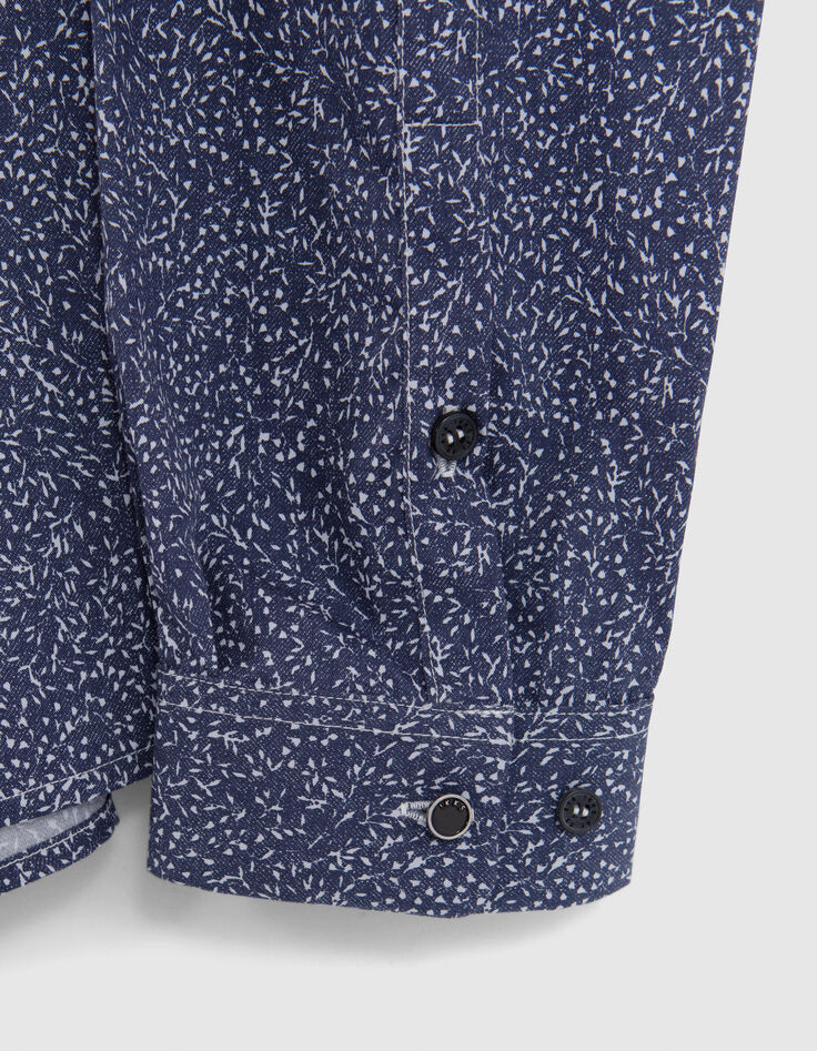 Chemise SLIM marine imprim&eacute; minimaliste Homme-5
