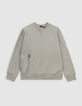 Groene sweater biokatoen ritszak twee materialen jongens-4