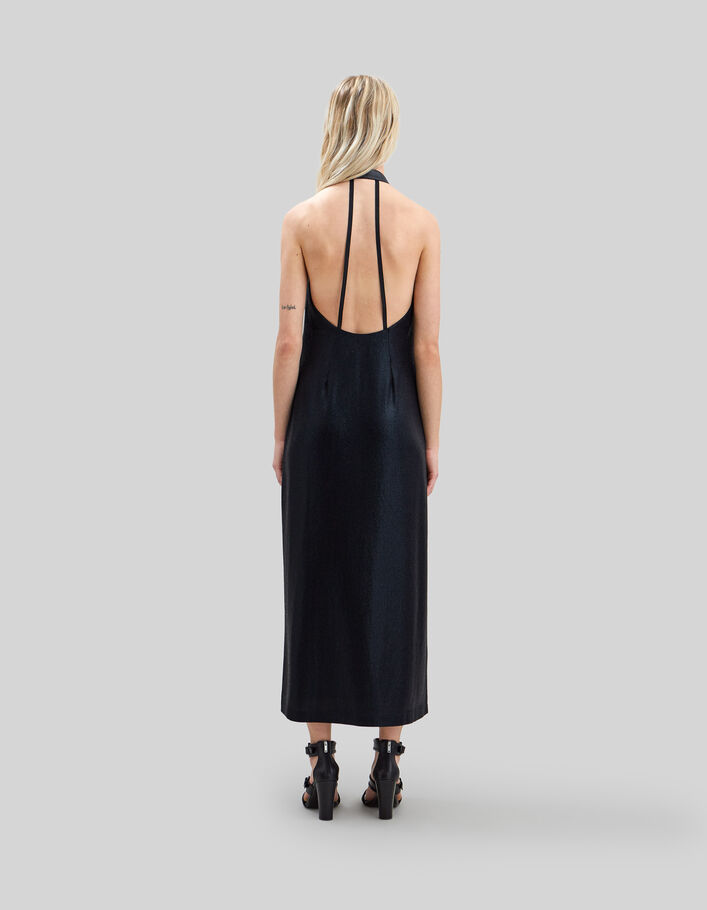 Pure Edition-Robe longue noire maille lurex dos-nu Femme - IKKS