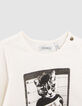 Camiseta crudo algodón ecológico gato gánster bebé niña-2