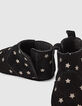Boots noirs cuir velours à étoiles argent bébé fille -4