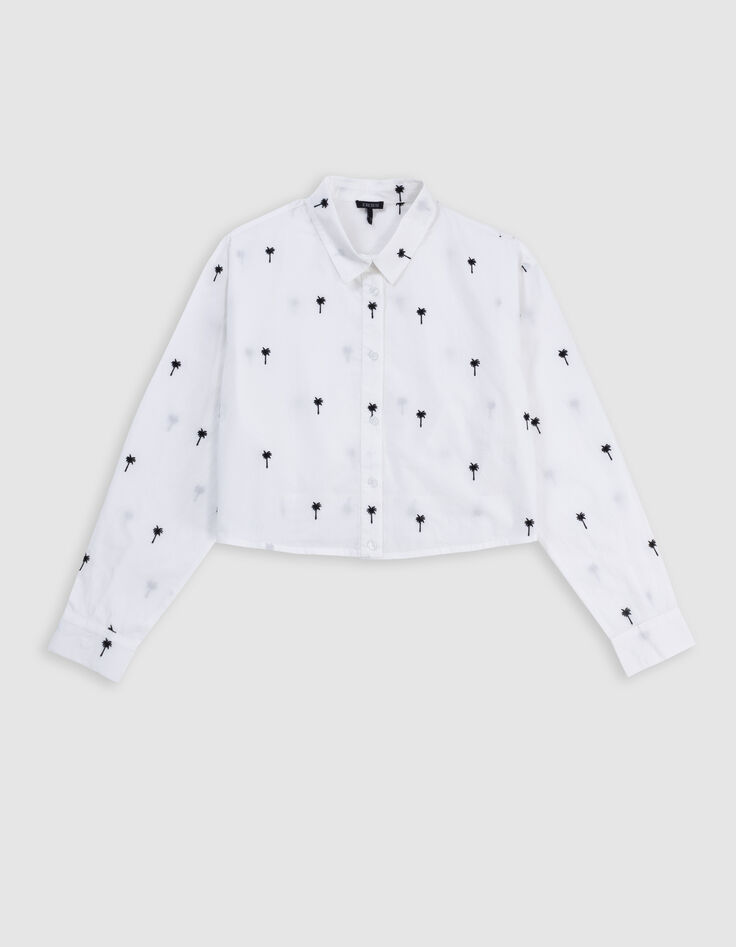 Camisa blanca cropped bordados palmeras niña-3