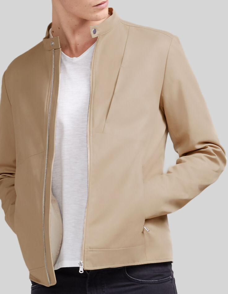 Kort beige jack ritszakken Heren-4