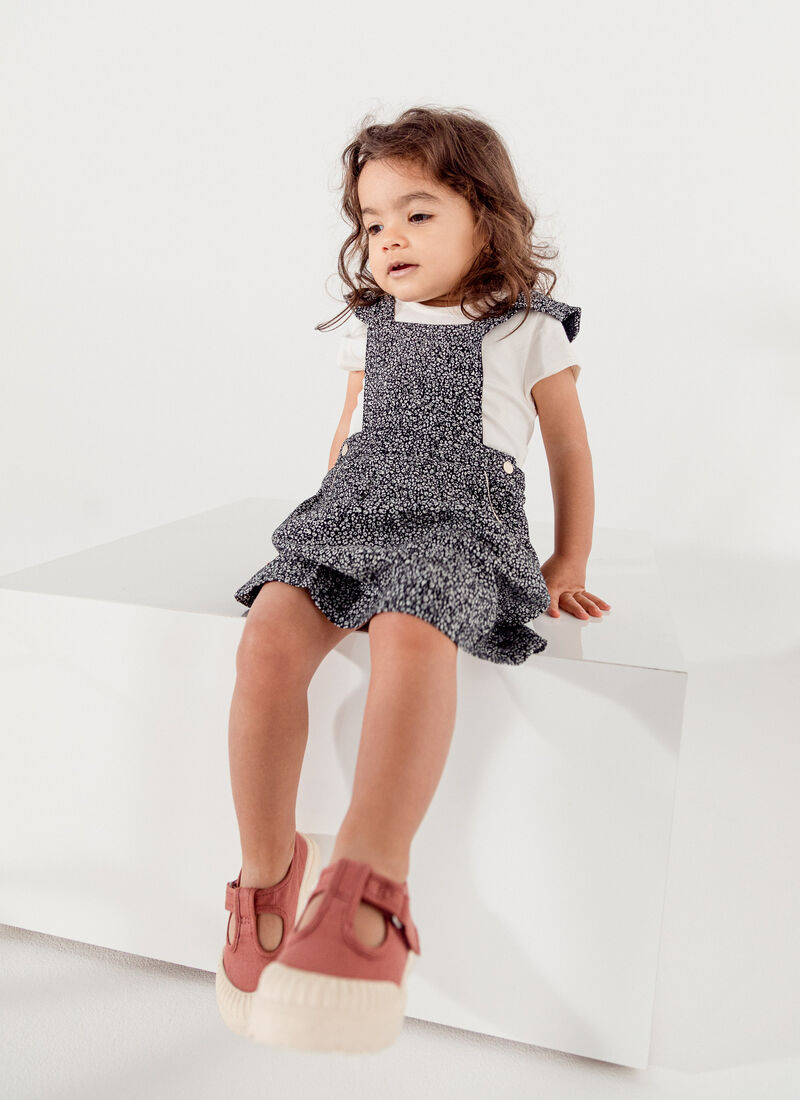 Conjunto vestido negro estampado y body bebé niña