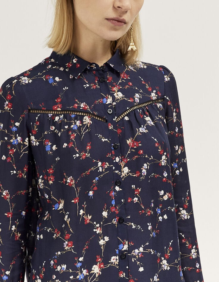 Chemise viscose et soie imprimé fleurs de cerisier femme-2 Chemise viscose et soie imprimé fleurs de cerisier femme-2