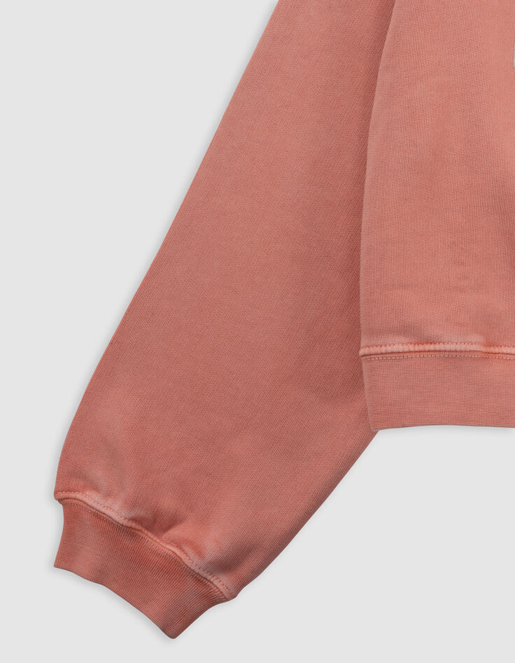 Sweat orange cropped message pailleté fille-6