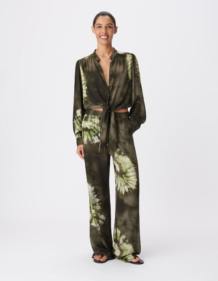 Women's tie and dye printed khaki pants-2
