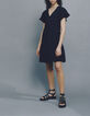 Women’s black V-neck dress buttoned down front-5