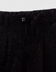 Short noir maille velours jacquard relief lurex fille-5