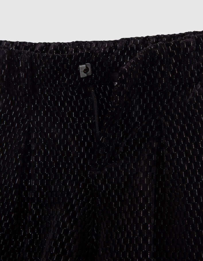 Short noir maille velours jacquard relief lurex fille-6