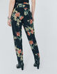 Women&rsquo;s black flower bouquet print twill trousers-3