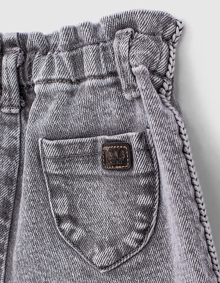 Shorts jean orgánicos gris claro tiras étnicas bebé niña -6 Shorts jean orgánicos gris claro tiras étnicas bebé niña -6