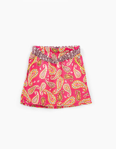 Jupe rose moyen imprimé cachemire fille - IKKS