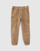Pantalon beige &eacute;lastiqu&eacute; forme battle gar&ccedil;on -1