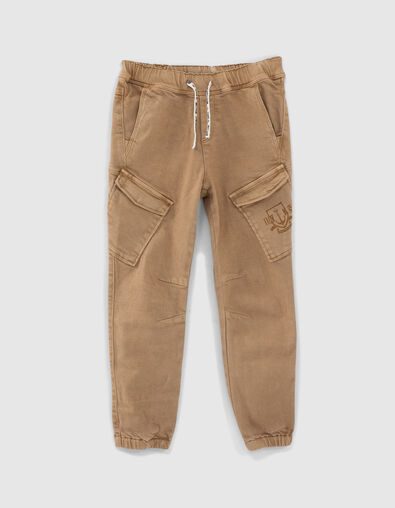 Pantalon beige &eacute;lastiqu&eacute; forme battle gar&ccedil;on  - IKKS