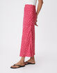 Women's pink polka dot midi skirt-4