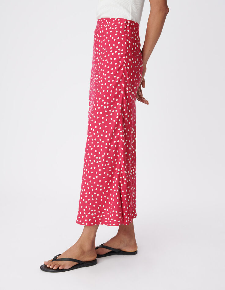 Women's pink polka dot midi skirt-4