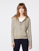 Cardigan zippé métallisé à capuche points résille femme-2