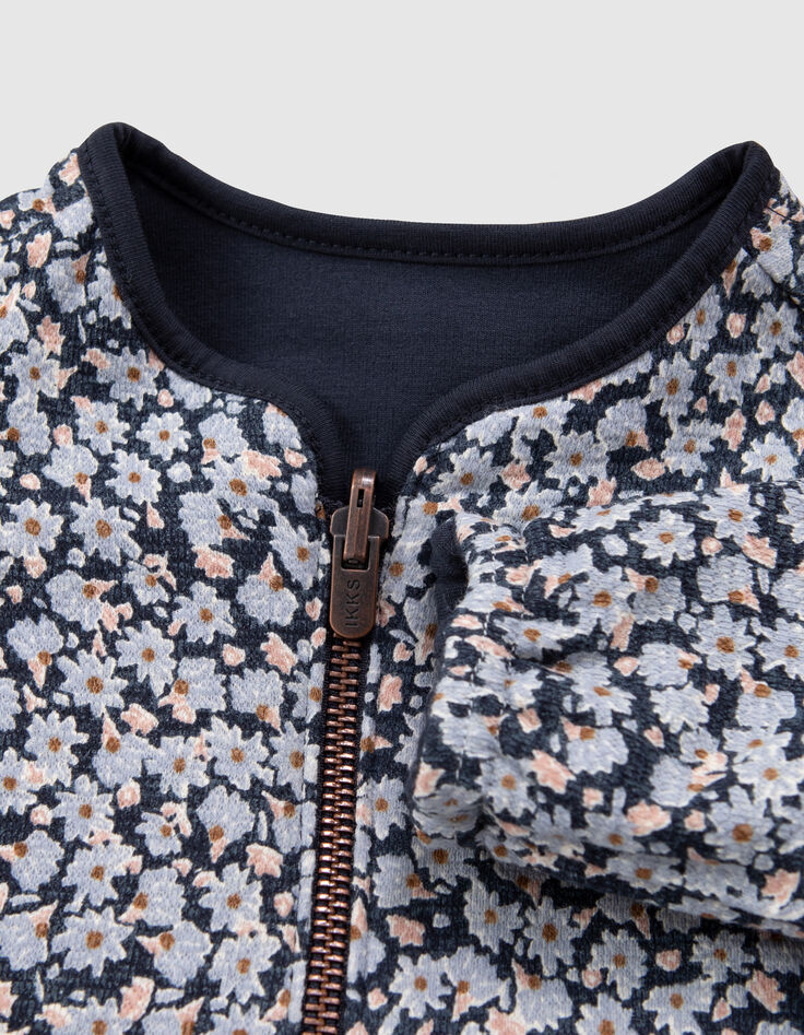 Cardigan réversible marine et fleurs bébé fille-8 Cardigan réversible marine et fleurs bébé fille-8