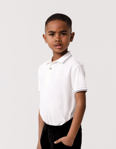 Weißes Jungen-Poloshirt mit K-Blitz-Stickerei - IKKS